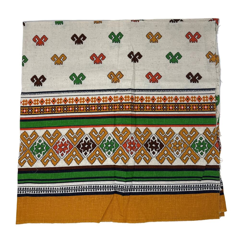 Vintage 60s Fabric Native Inspired Cotton Fabric Border Print 42x42